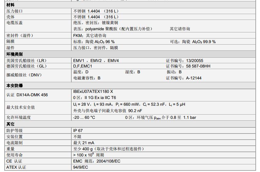 船用壓力變送傳感器DMK 456系列技術(shù)參數(shù)2