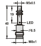 電感式接近傳感器M5系列接插件尺寸圖