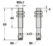 電感式接近傳感器M8系列接插件黃銅鍍鎳尺寸圖