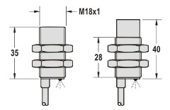 黃銅鍍鎳電感式接近傳感器M18系列尺寸圖